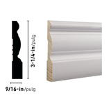 RELIABILT 9/16-in x 3-1/4-in x 12-ft Colonial Primed Pine B322 Baseboard Moulding