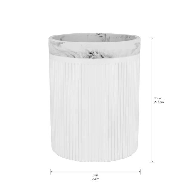 allen + roth Rochelle White Marble Resin Wastebasket