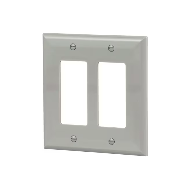 Eaton 2-Gang Midsize Gray Polycarbonate Indoor Decorator Wall Plate