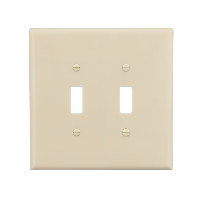 Eaton 2-Gang Jumbo Size Ivory Plastic Indoor Toggle Wall Plate