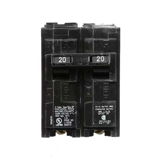 Siemens QP 20-amp 2-Pole Standard Trip Circuit Breaker