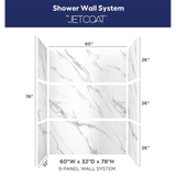 allen + roth 60-in x 32-in x 78-in 9-Piece Glue To Wall Carrara White Alcove Shower Wall Surround