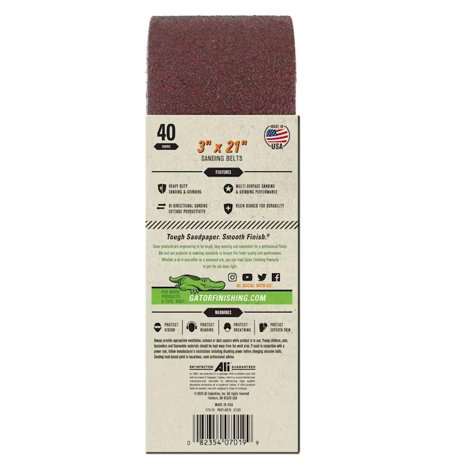 Gator 5-Piece Aluminum Oxide 40-Grit Belt Sandpaper