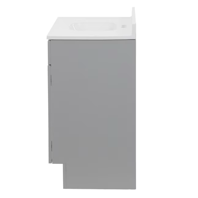 Project Source 36-in Gray Single Sink Bathroom Vanity with White Cultured Marble Top