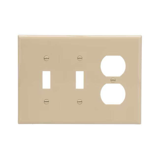 Eaton 3-Gang Midsize Ivory Polycarbonate Indoor Toggle/Duplex Wall Plate