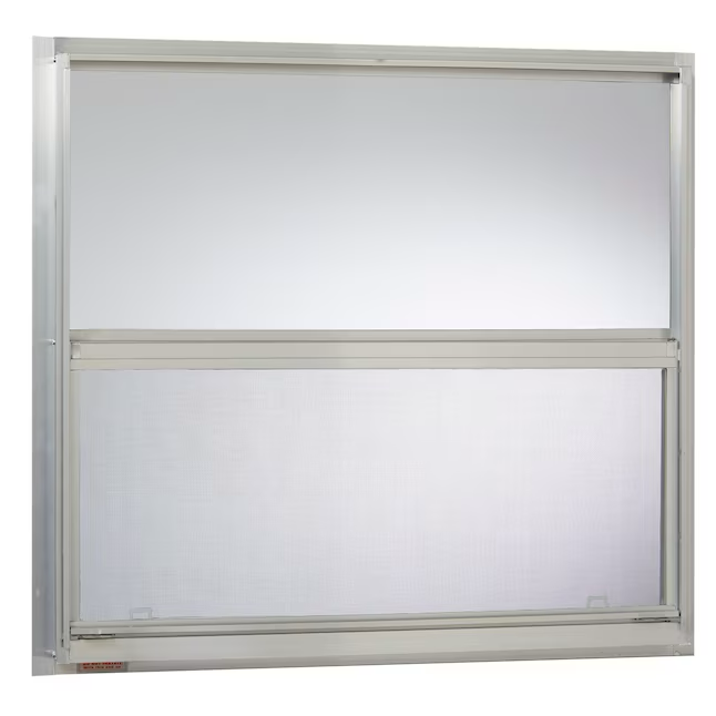 Project Source 40000 Series Replacement 30-in x 27-in x 1-3/4-in Jamb Aluminum Aluminum Single-glazed Single Hung Window Half Screen Included