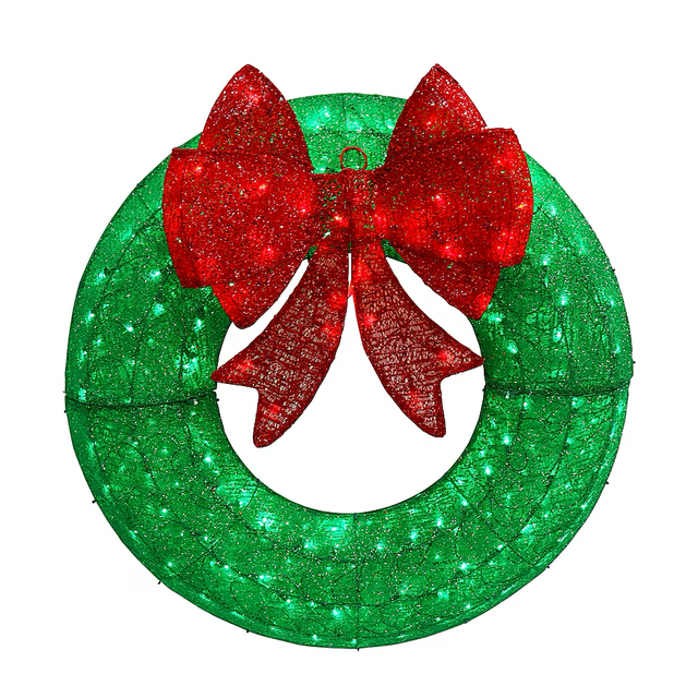 Holiday Living 3-ft LED Green Christmas Wreath with Red Bow