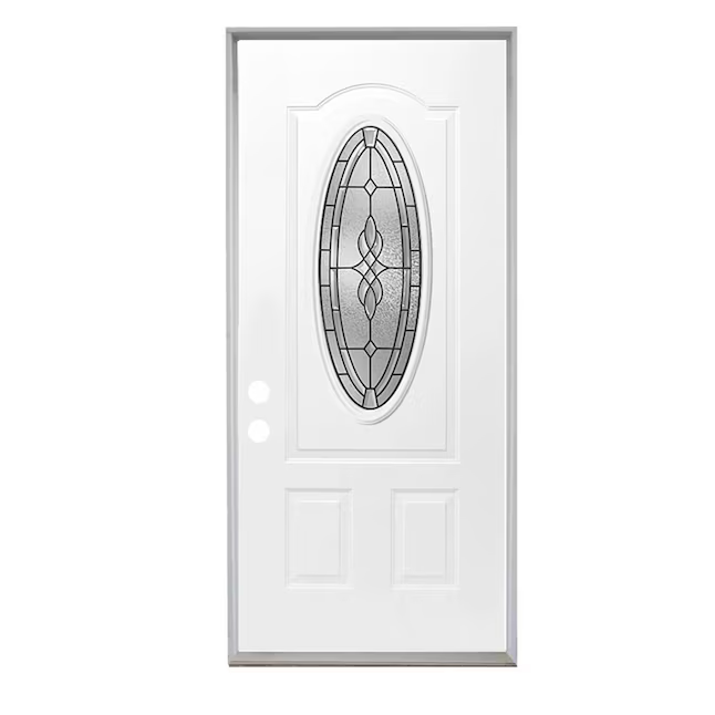 RELIABILT Hampton 36-in x 80-in Steel 3/4 Lite Right-Hand Inswing Primed Prehung Single Front Door Insulating Core