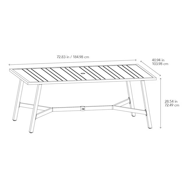 allen + roth Townsend Rectangle Outdoor Dining Table 40.94-in W x 72.83-in L with Umbrella Hole