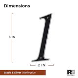 RELIABILT 6-in Reflective Black Number