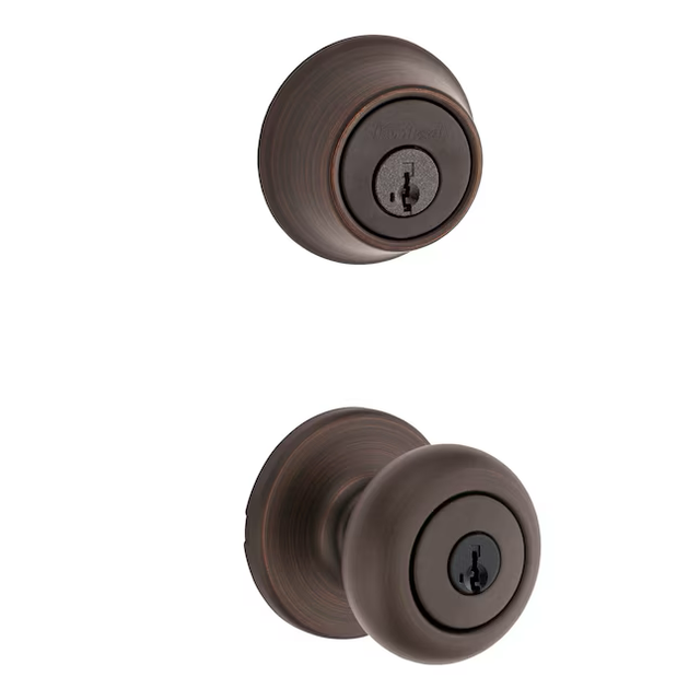 Kwikset Security Cove Venetian Bronze Smartkey Außen-Einzylinder-Riegel kombinierter Türknauf-Kombipack mit antimikrobieller Technologie