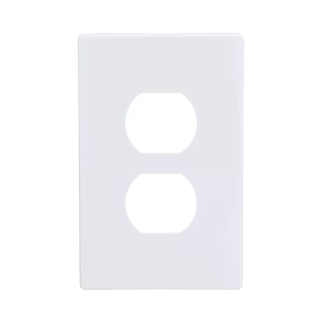 Eaton 1-Gang Midsize White Polycarbonate Indoor Duplex Wall Plate