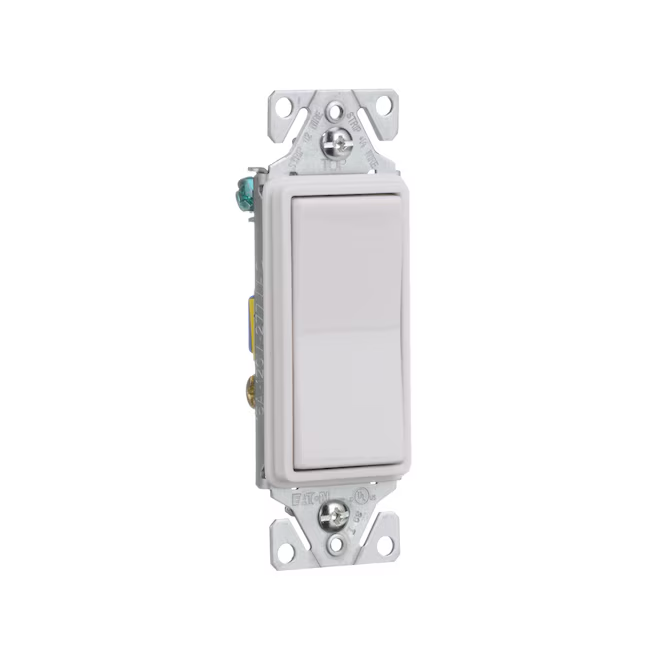 Eaton Interruptor de luz basculante iluminado de 3 vías, 15 amperios, color blanco 