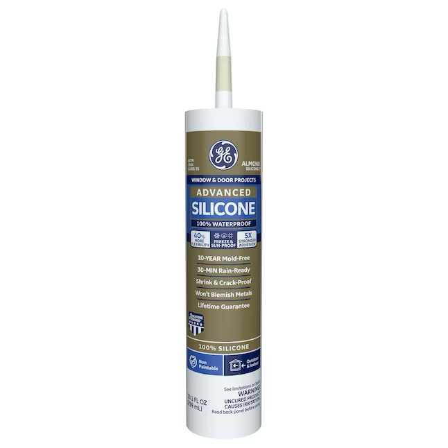 GE Advanced Silicone 2 Windows, Doors, Exteriors 10.1-oz Almond Silicone Caulk