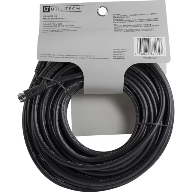 Cable coaxial Utilitech Rg6 negro de 50 pies