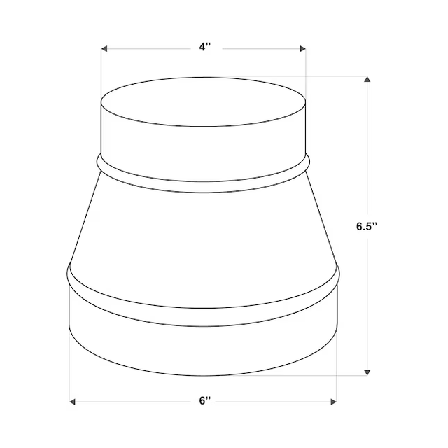 IMPERIAL 6-in 30 Gauge Galvanized Steel Round Duct Reducer