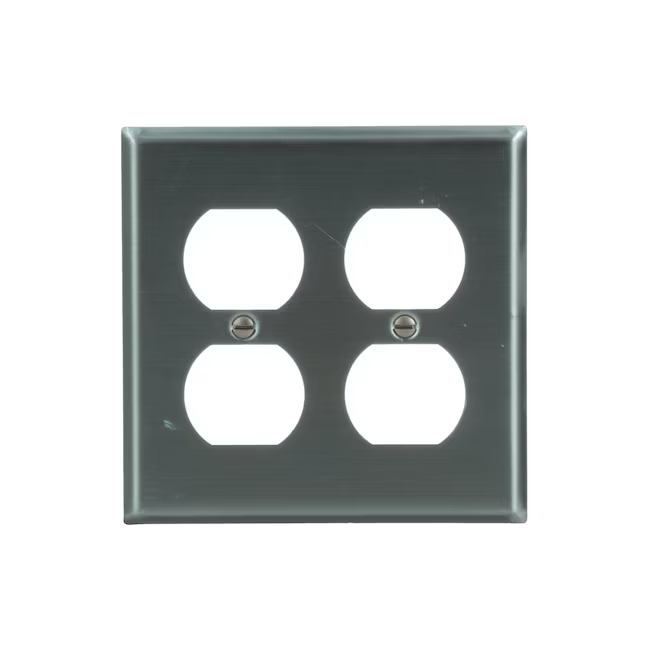 Eaton 2-Gang Standard Size Stainless Steel Stainless Steel Indoor Duplex Wall Plate