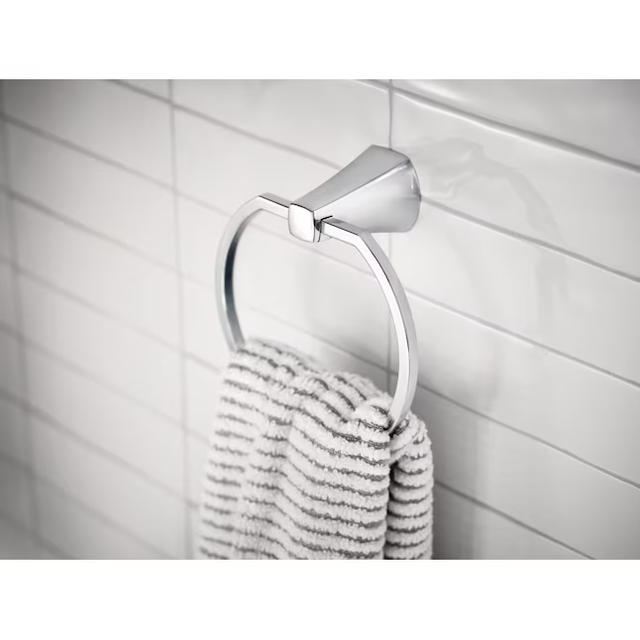 Moen 3-Piece Lindor Chrome Decorative Bathroom Hardware Set with Towel Bar,Toilet Paper Holder and Towel Ring