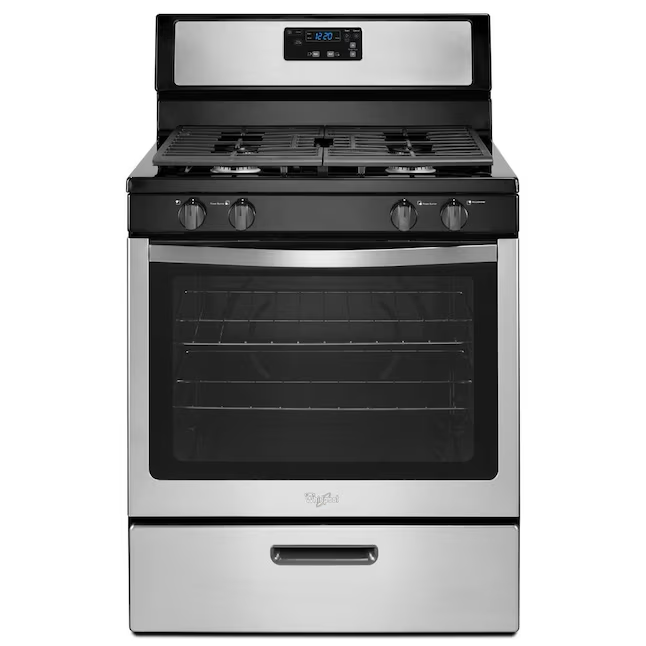 Whirlpool 30-in 4 Burners 5.1-cu ft Freestanding Natural Gas Range (Stainless Steel)