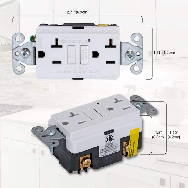 EZ-FLO 20-Amp 125-Volt Recessed GFCI Residential Duplex Outlet with Wall Plate, White