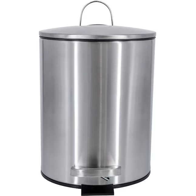 allen + roth Valen Brushed Nickel Stainless Steel Wastebasket