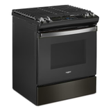 Whirlpool 30-in 4 Burners 5-cu ft Self-cleaning Slide-in Natural Gas Range (Fingerprint Resistant Black Stainless Steel)