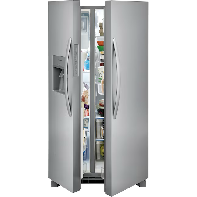 Frigidaire 25,6 Kubikfuß Side-by-Side-Kühlschrank mit Eismaschine, Wasser- und Eisspender (fingerabdruckresistenter Edelstahl) ENERGY STAR