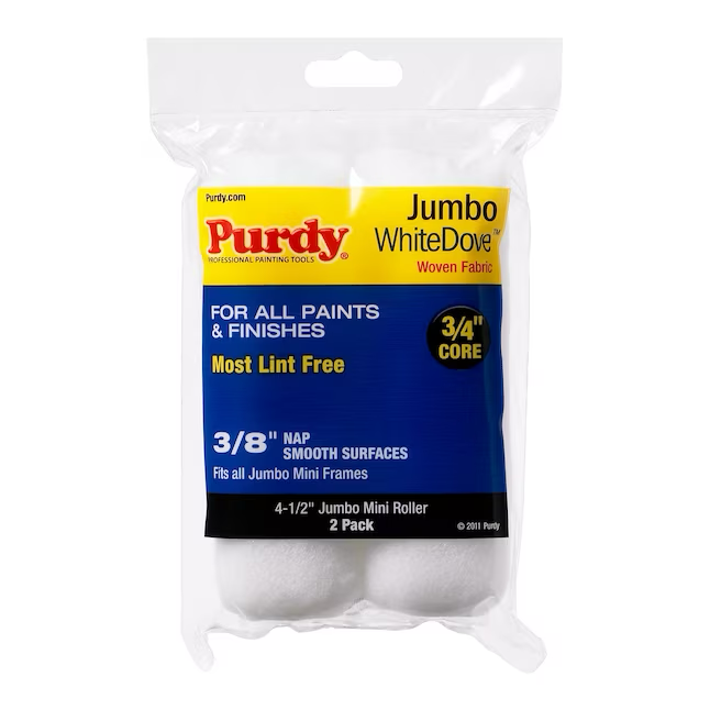 Purdy WhiteDove Paquete de 2 cubiertas para rodillo de pintura de fibra acrílica tejida de 4,5 x 3/8 pulgadas