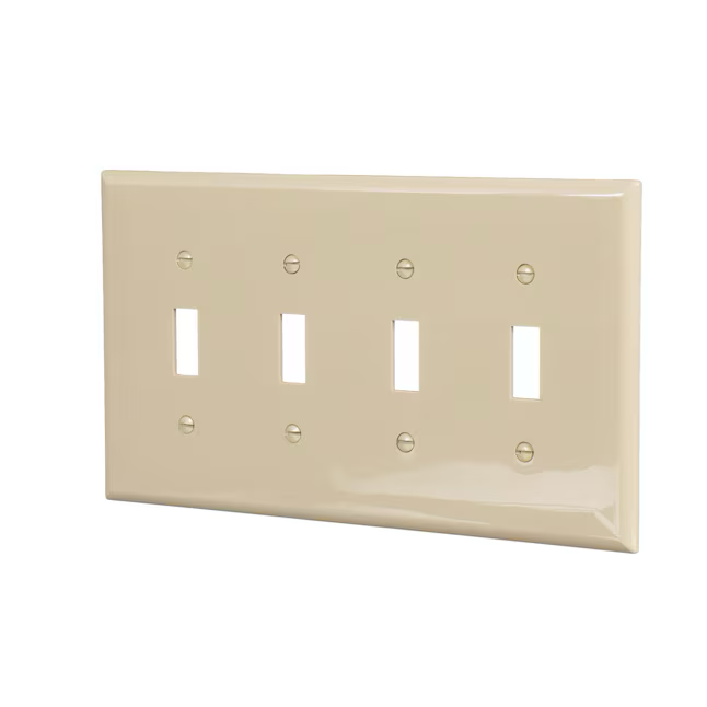 Eaton 4-Gang Midsize Ivory Polycarbonate Indoor Toggle Wall Plate