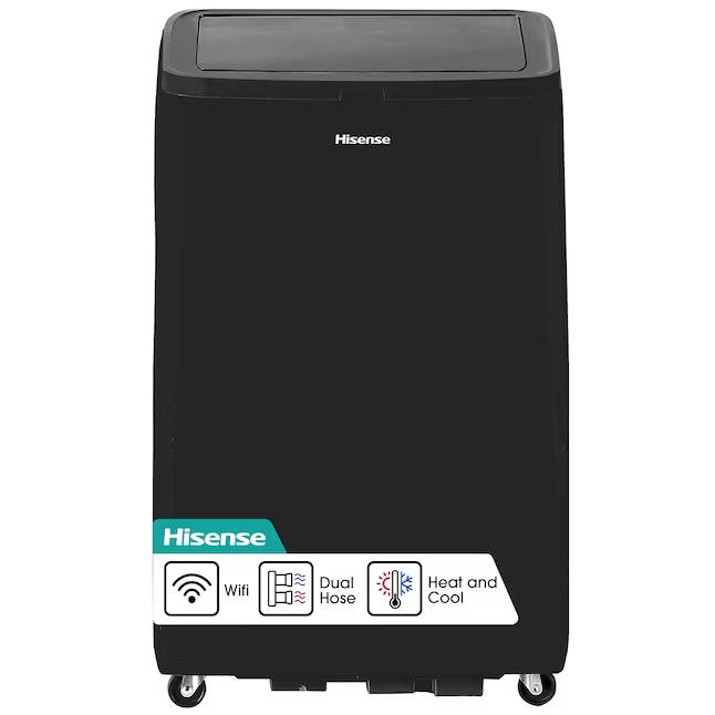 Hisense 10000-BTU DOE (115 voltios) Aire acondicionado portátil con ventilación gris habilitado para Wi-Fi con calentador con control remoto enfría 550 pies cuadrados