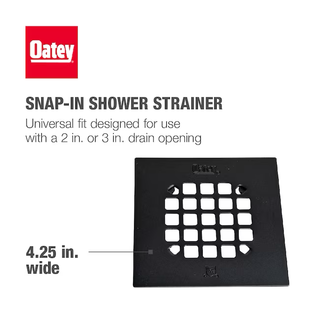 Colador cuadrado negro mate Snap-Tite Oatey de 4-1/4 pulgadas