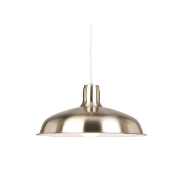 Project Source Brushed Nickel Farmhouse Bell Hanging Pendant Light