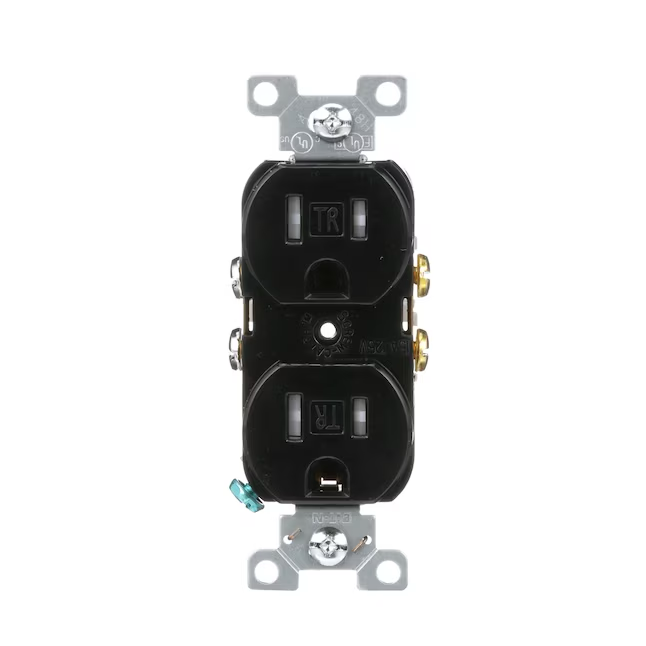 Eaton 15-Amp 125-volt Tamper Resistant Commercial Duplex Outlet, Black