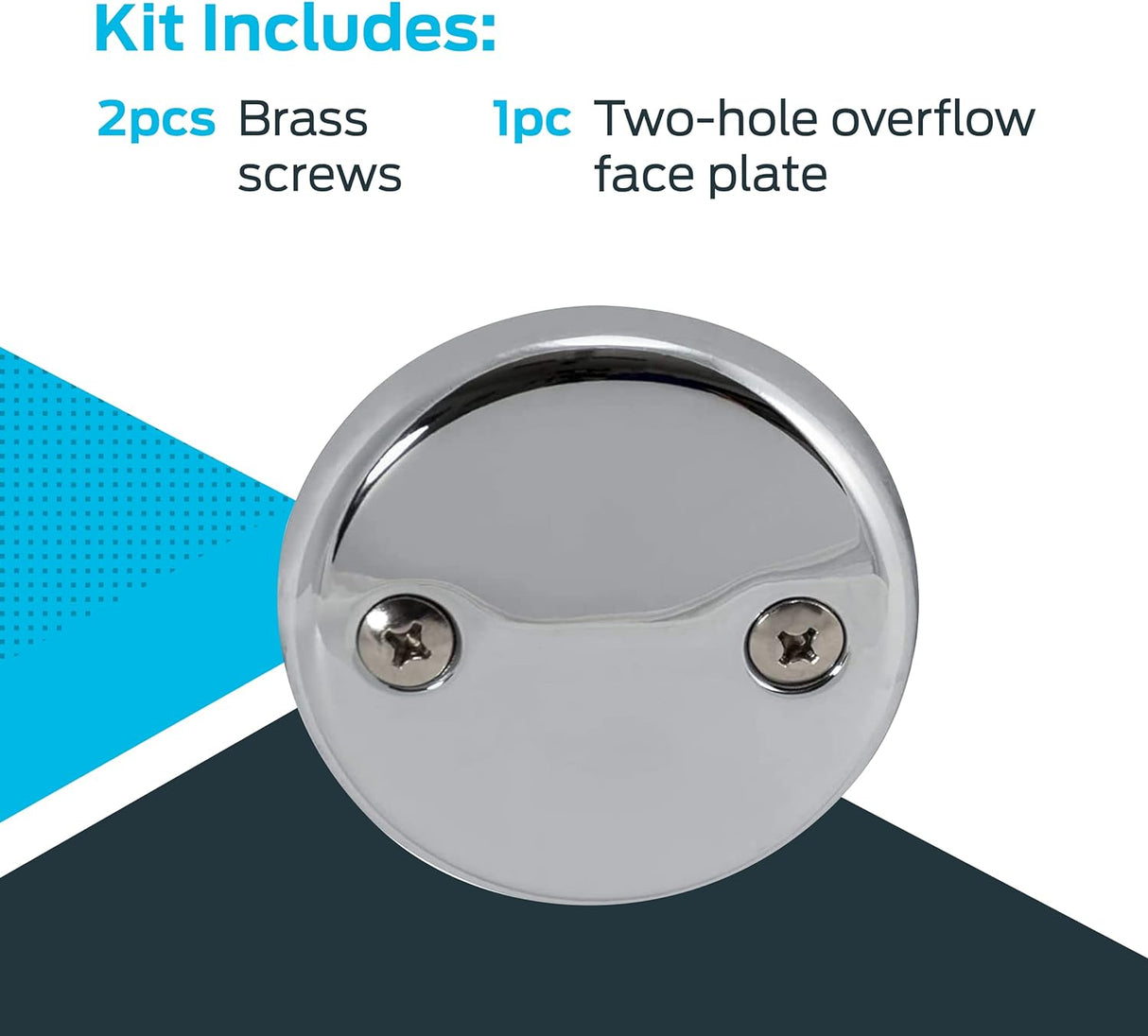 EZ-FLO Two-Hole Bathtub Overflow Face Plate with Brass Screws (Chrome)