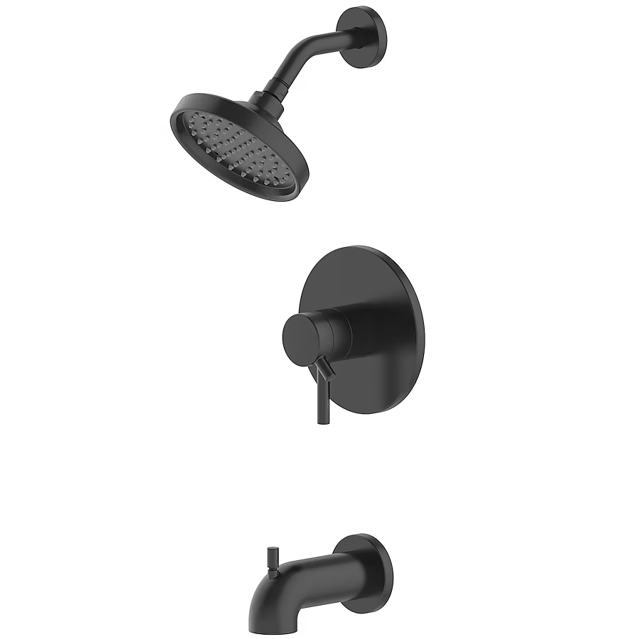 allen + roth Harlow Matte Black 2-handle Single Function Round Bathtub and Shower Faucet Valve Included