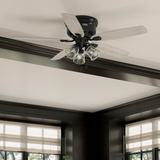 Hunter Kennewick 52-in Matte Black Indoor Flush Mount Ceiling Fan with Light (5-Blade)