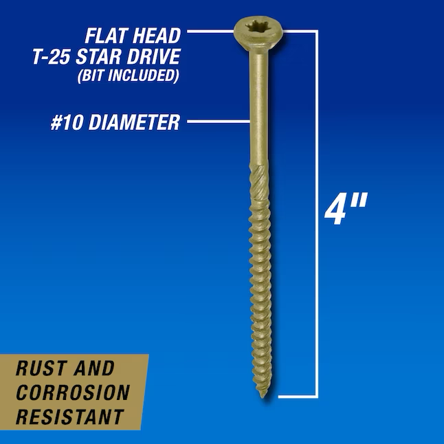 Power Pro Nr. 10 x 4-Zoll-Epoxidharz-Holzschrauben für den Außenbereich (50 Stück pro Karton)