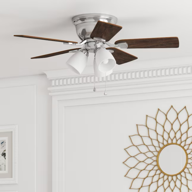 Harbor Breeze Centreville 42-in Brushed Nickel Indoor Flush Mount Ceiling Fan with Light (5-Blade)