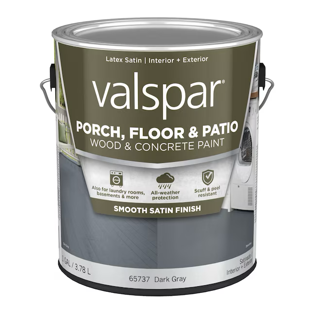 Valspar Dunkelgraue Satin-Außenfarbe für Veranda und Boden (1 Gallone)