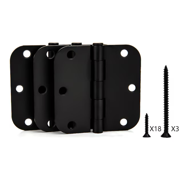 RELIABILT 3-1/2-in H x 5/8-in Radius Matte Black Mortise Interior Door Hinge (3-Pack)