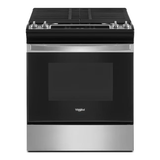 Whirlpool 30-in 4 Burners 5-cu ft Self-cleaning Slide-in Natural Gas Range (Fingerprint Resistant Stainless Steel)