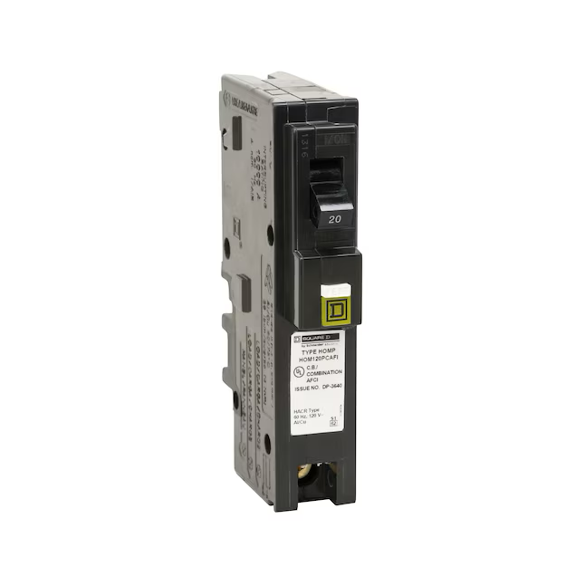 Square D Homeline 20-Amp 1-Pole Combination Arc Fault Plug-On Neutral Circuit Breaker