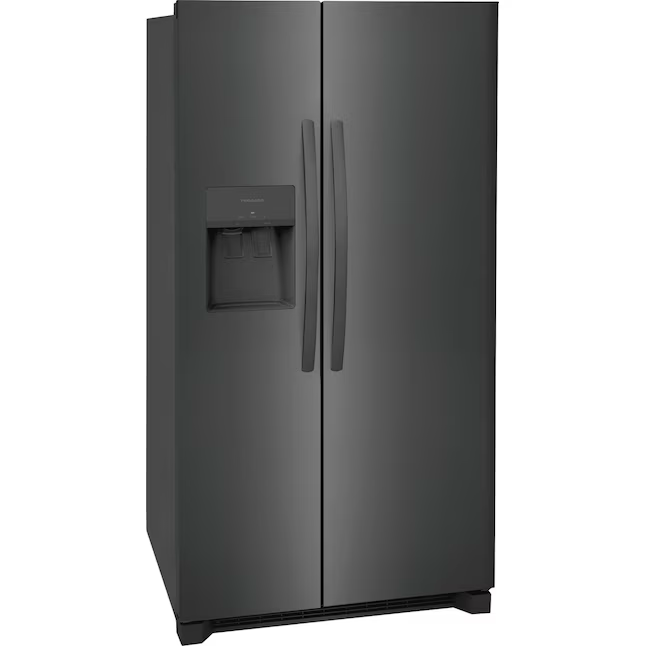 Refrigerador de dos puertas verticales Frigidaire de 25.6 pies cúbicos con máquina de hielo, dispensador de agua y hielo (acero inoxidable negro) ENERGY STAR