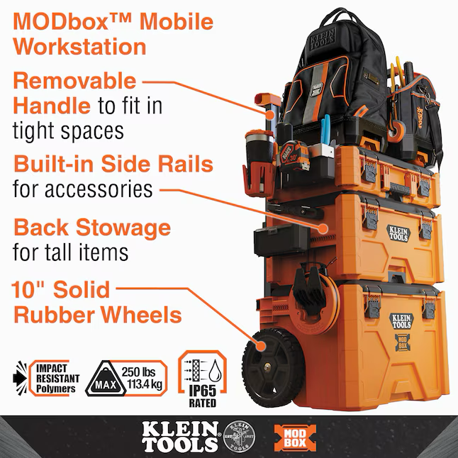 Klein Tools MODbox Caja de herramientas de plástico naranja de 22 pulgadas