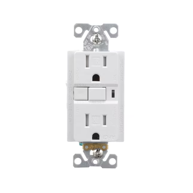 Eaton 15-Amp 125-volt Tamper Resistant AFCI Residential/Commercial Decorator Outlet, White