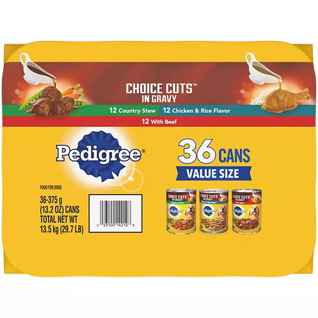Pedigree Choice Cuts in Gravy, Variety Pack 13.2 oz., 36 ct.