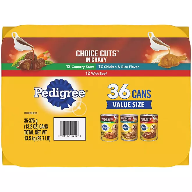 Cortes Pedigree Choice en salsa, paquete variado 13.2 oz., 36 u.