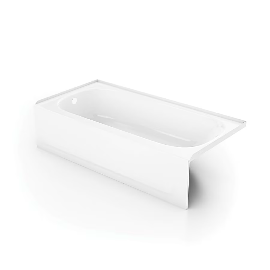 Mansfield Pro-Fit Steel 30-in W x 60-in L White Porcelain Enameled Steel Left Drain Alcove Soaking Bathtub