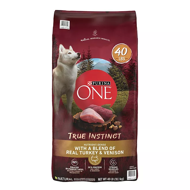 Purina ONE True Instinct Alimento seco para perros, pavo real y venado, 40 lbs.