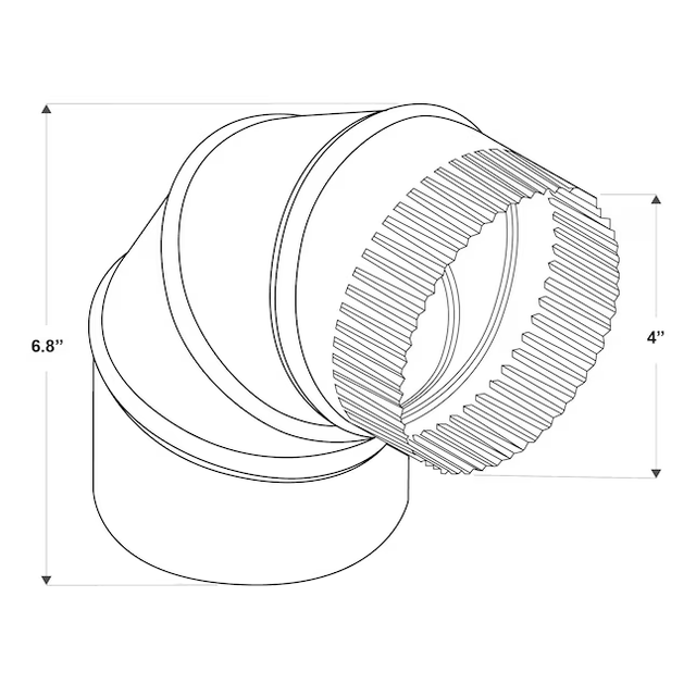 IMPERIAL 4-in 30 Gauge Galvanized Steel Round Adjustable 90 Degree Duct Elbow